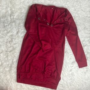 Red Sweatshirt Dress - L